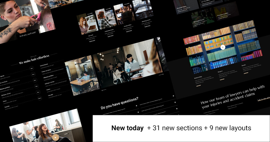 9 new Divi layouts and 31 sections
