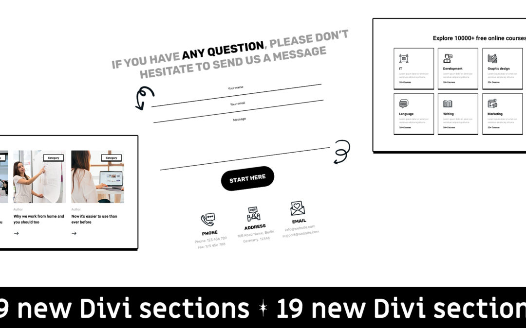 19 new Divi sections | Olena spring update