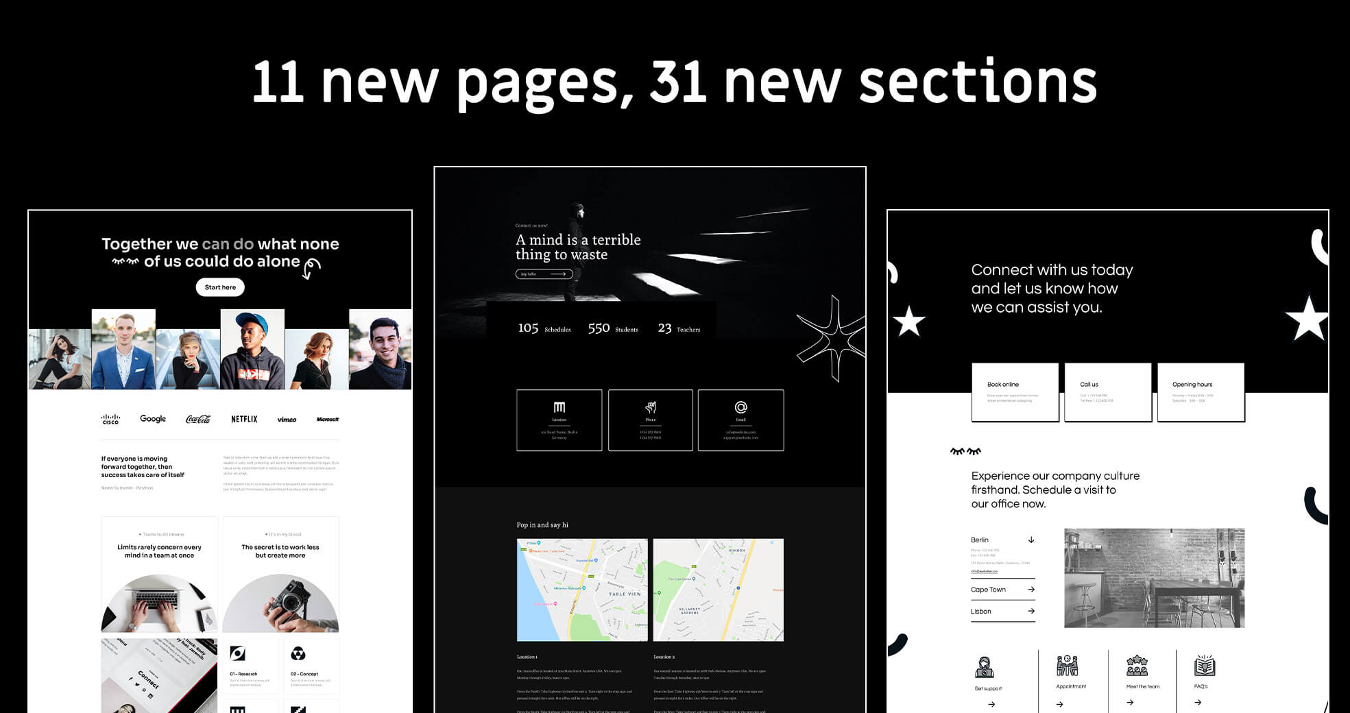 new Divi page layouts and sections