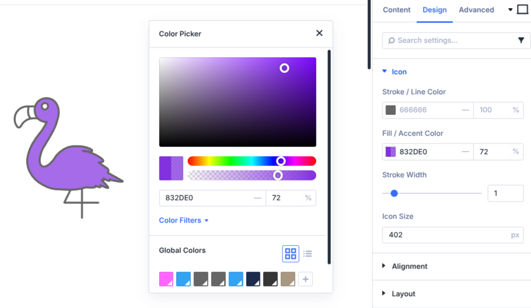Colour control in the Divi Icon Library module