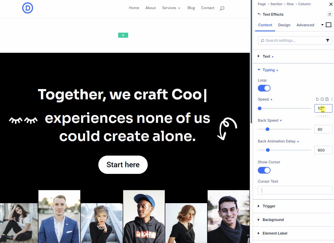Divi Text Effects Settings More